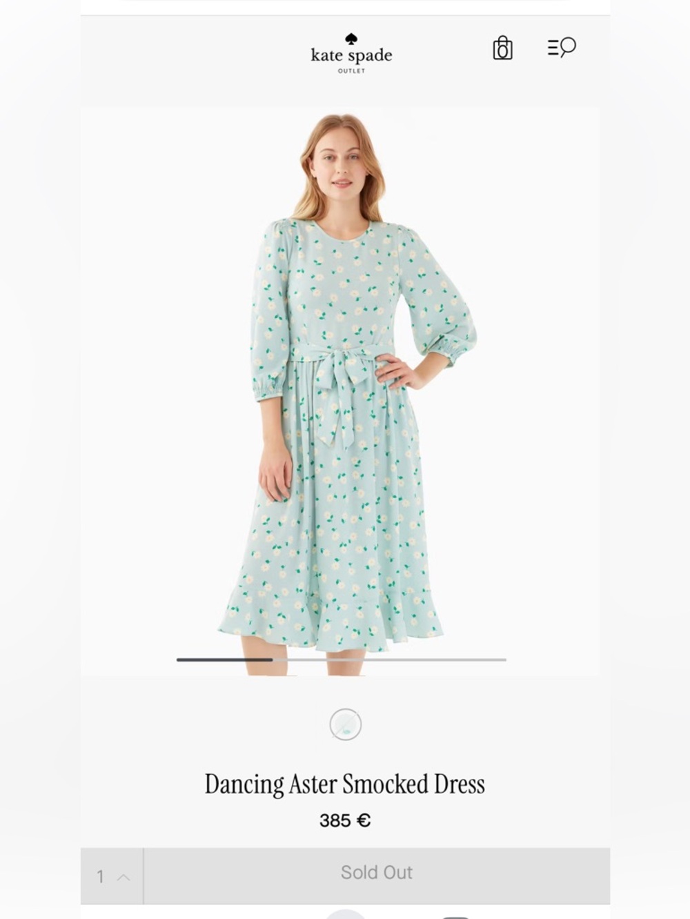 Kate Spade “Dancing Aster” Daisy Smocked Midi dress